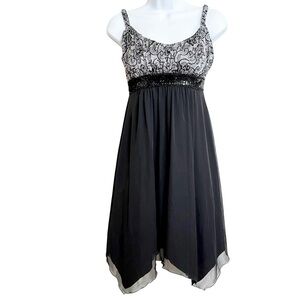 En Focus Vintage Y2K Babydoll Dark Fairy Dress 8 Black Whimsigoth Asymmetric